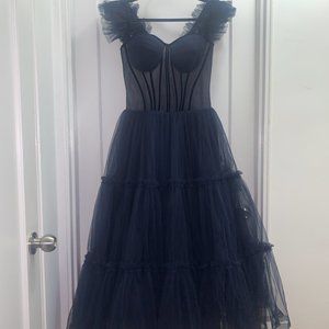 Milla - Dreamy Ruffled Dress (Navy) XXL